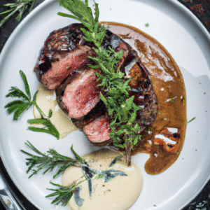 Entrecôte grillée, sauce BBQ balsamique & thym frais- Les épices curieuses