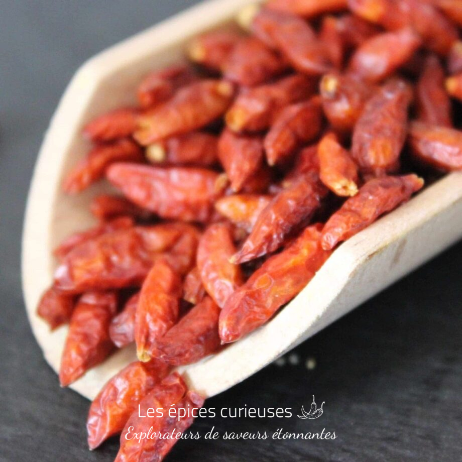 Piment oiseau ou Pili-pili rouge sec entier - Les épices curieuses