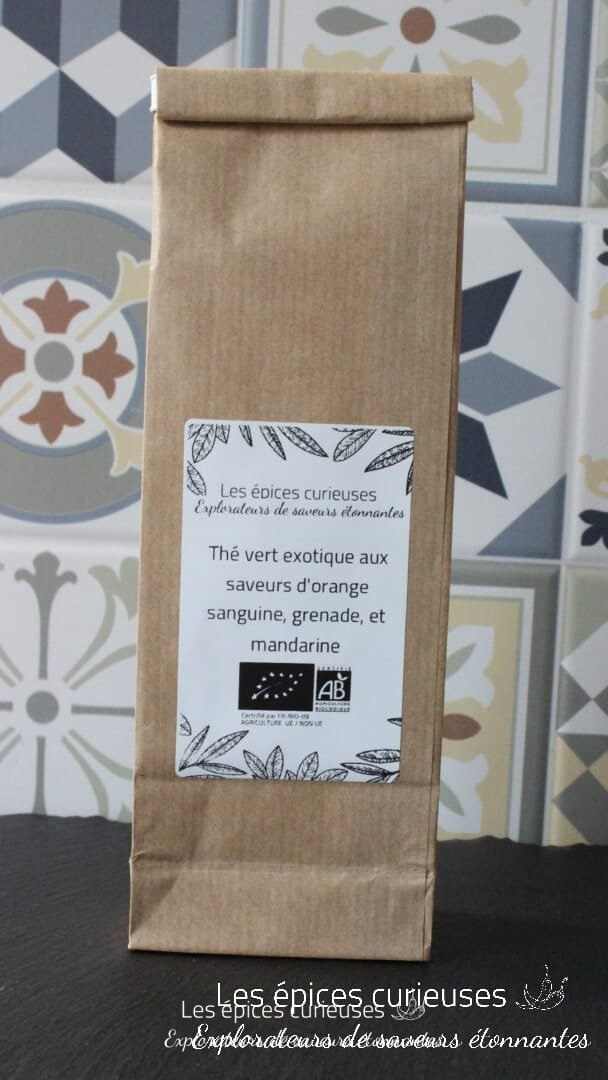 Thé vert exotique aux saveurs d'orange sanguine, grenade, et mandarine - Les épices curieuses