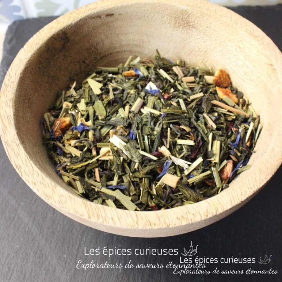 Thé vert exotique aux saveurs d'orange sanguine, grenade, et mandarine - Les épices curieuses