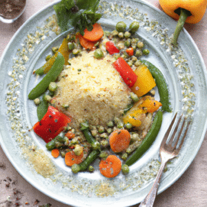 Couscous végétarien d’automne aux légumes rôtis, pois chiches et épices raz el hanout fumé- Les épices curieuses