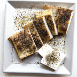 Pain plat au zaatar et feta rôtie – recette facile et parfumée au Moyen-Orient- Les épices curieuses