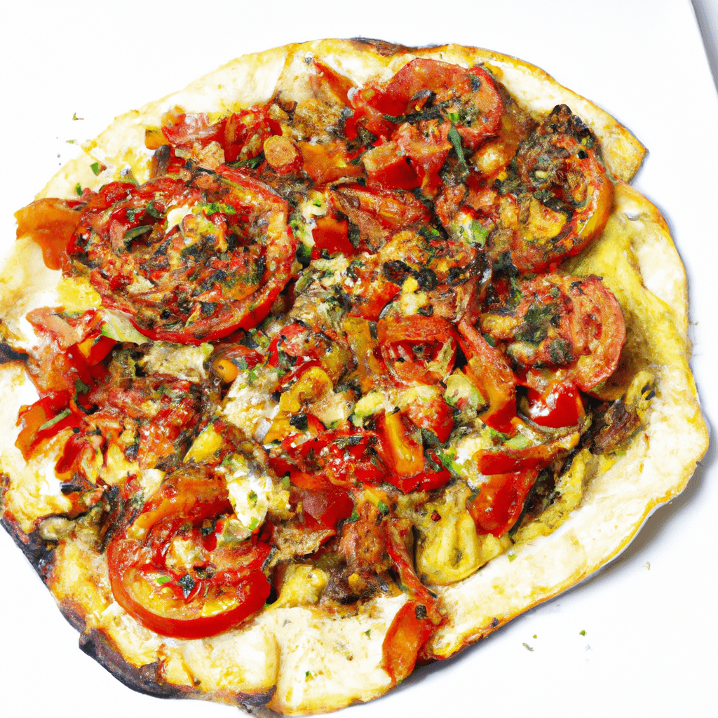 Pizza maison sur pain pita, sauce tomate épicée & légumes grillés- Les épices curieuses