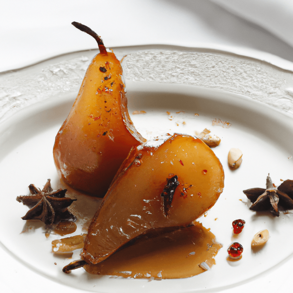 Poires Amandines Pochées au Vin Épicé- Les épices curieuses