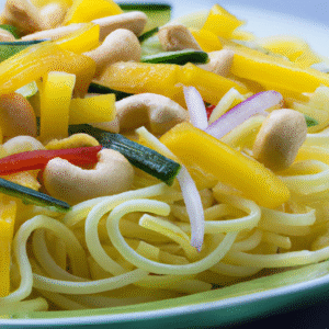 Salade de nouilles froides à la mangue, cacahuètes et coriandre- Les épices curieuses