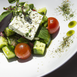 Salade fraîche d’été à la pastèque, feta et menthe avec huile d’olive infusée au poivre long et coriandre- Les épices curieuses