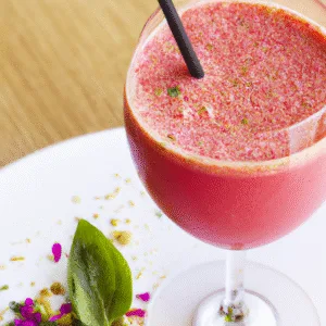 Smoothie Estival à la Pastèque, Fraises et Basilic Thaï Épicé – Boisson Rafraîchissante et Originale- Les épices curieuses