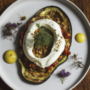Tartine d’aubergine confite, burrata & zaatar- Les épices curieuses