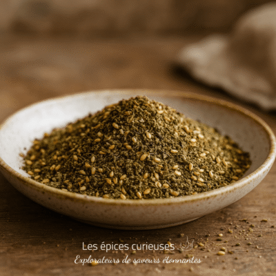 Assiette de zaatar, mélange d'épices moyen-oriental avec graines de sésame. Parfait pour assaisonner vos plats.