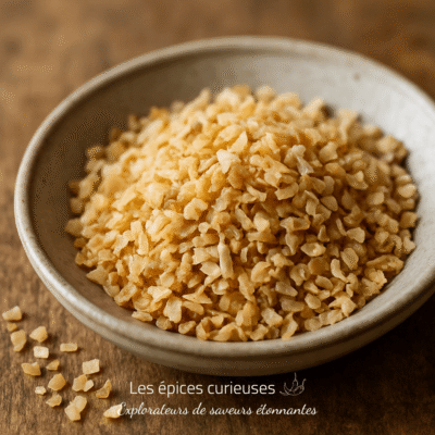 Bol de boulgour cuisiné, posé sur une table en bois, idéal pour des recettes saines et savoureuses.