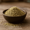 Bol de graines d'anis vert séchées sur une table en bois pour arômes de cuisine.