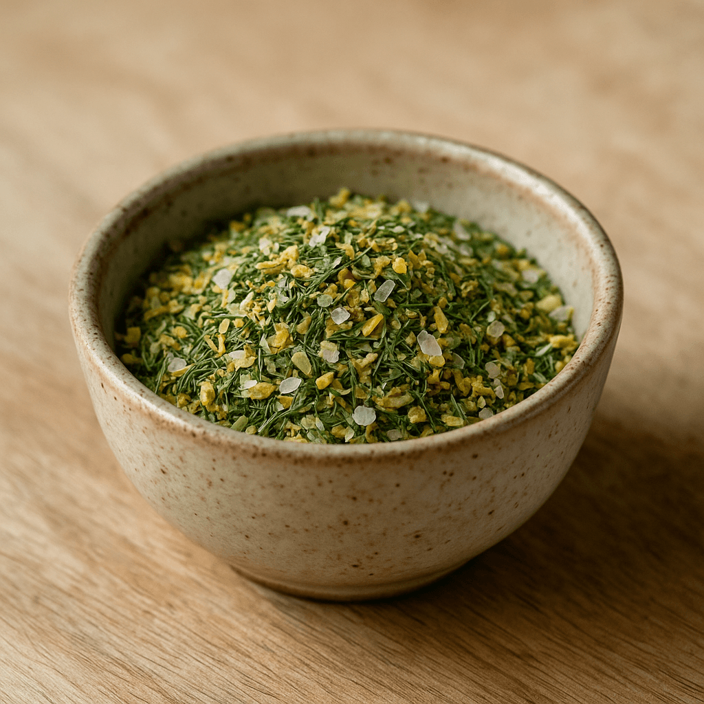 Bol de mélange d'épices séchées, idéal pour assaisonner et rehausser les saveurs culinaires.