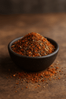 Bol rempli de mélange d'épices diverses sur surface en bois.