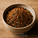 Bol de mélange d'épices colorées sur une table en bois, apportant saveur et arôme à vos plats préférés.