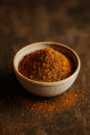 Bol de mélange d'épices colorées sur fond en bois, parfait pour rehausser le goût des plats faits maison.