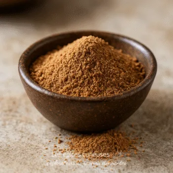 Bol de cannelle moulue sur une table. Parfait pour des recettes sucrées et aromatiques.