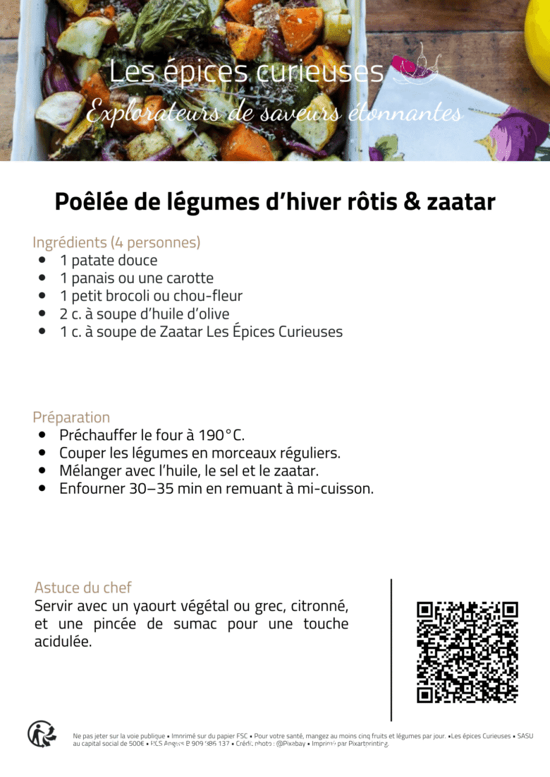 Recette de poêlée de légumes d'hiver rôtis avec du zaatar, par Les Épices Curieuses. Préparation simple et savoureuse.