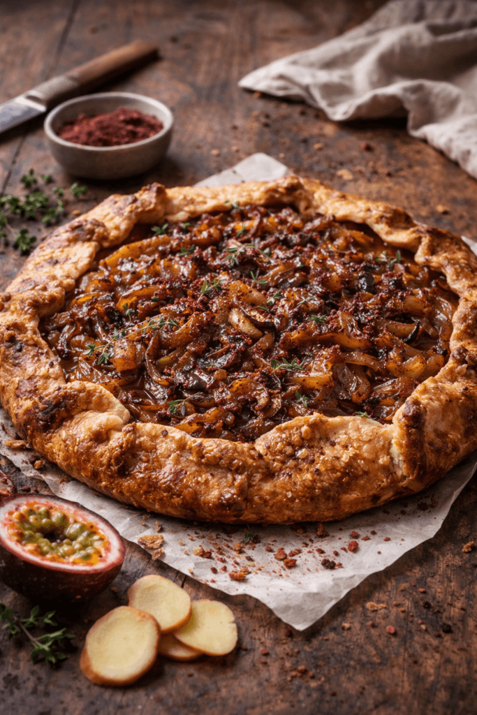 Les épices curieuses - Tarte rustique aux oignons caramélisés et sumac