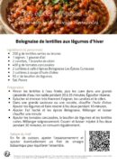 Recette : Bolognaise de lentilles aux légumes d'hiver, parfaite pour un repas végétarien savoureux et réconfortant.