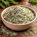 Bol de sel aromatisé aux herbes fraîches, parfait pour rehausser les plats, posé sur une table en bois rustique.