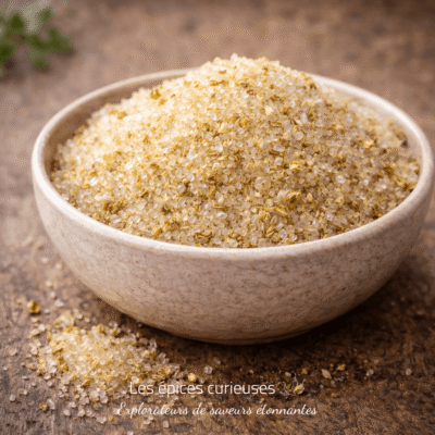 Bol de sucre roux, sur fond de bois, utilisé pour pâtisserie artisanale et desserts gourmands.