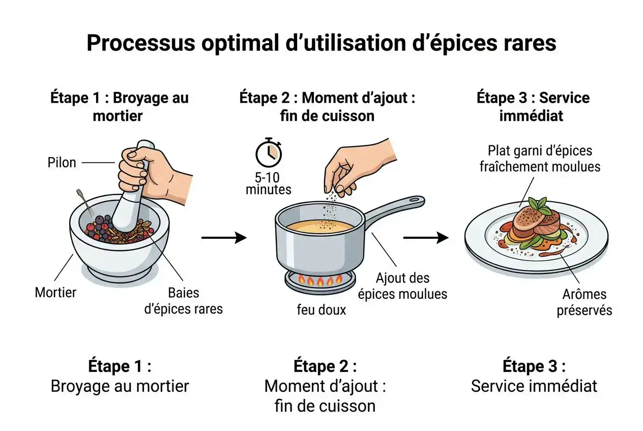 Guide étapes utilisation épices rares