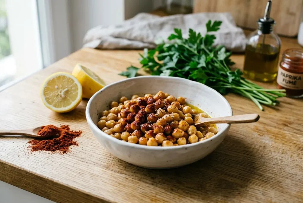 Pois chiches préparés avec paprika fumé