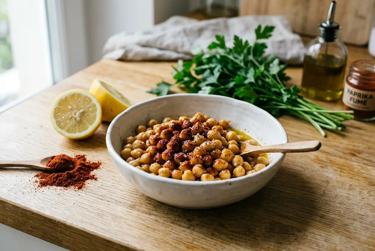 Pois chiches préparés avec paprika fumé