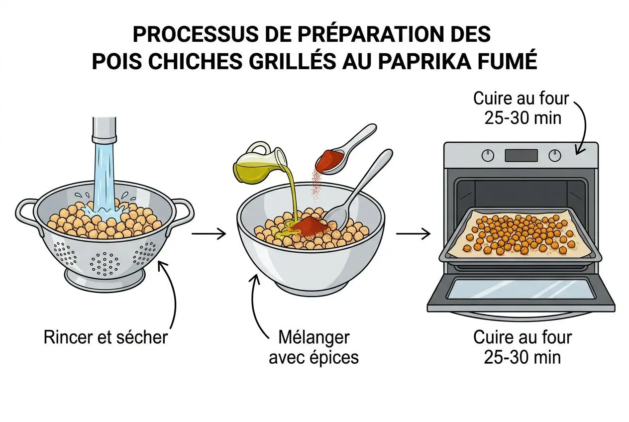 Processus de préparation des pois chiches grillés
