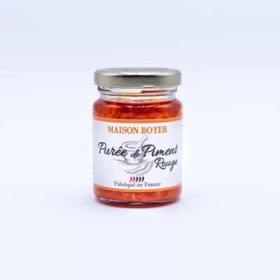 Purée de piment rouge Maison Boyer, épicée et fabriquée en France, en pot en verre. Parfait pour relever vos plats.