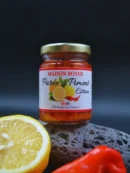 Bocal de purée de piment citron Maison Boyer, fabriqué en France, avec citron et piment en décor.