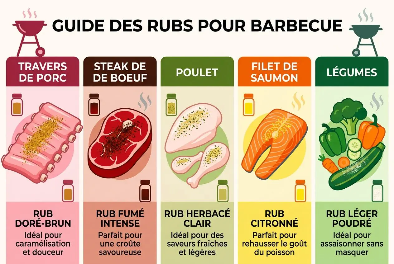 Rubs adaptés par type de viande et aliment