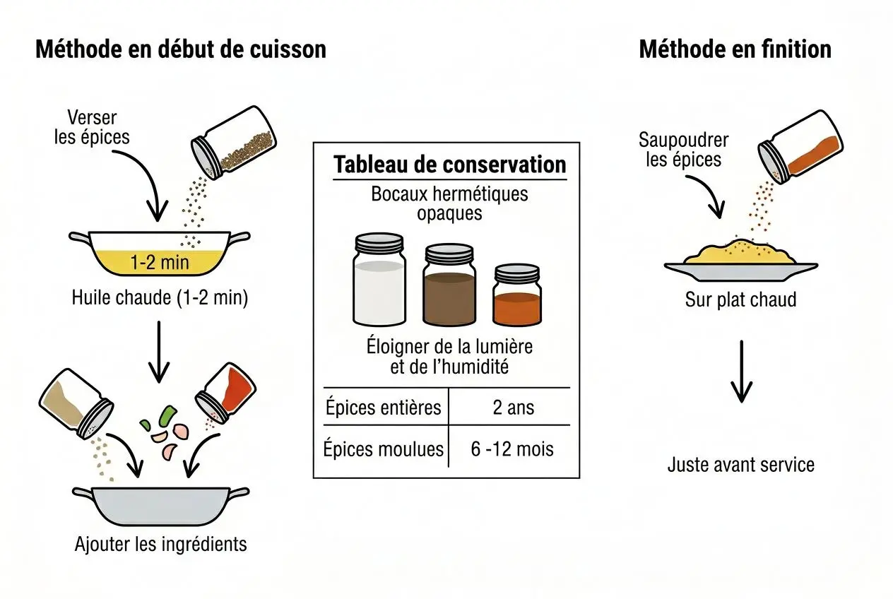 Techniques de cuisson et conservation des épices