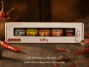 Coffret de sauces piquantes Haban's, fabriqué en France, 5 pots de 90g, ambiance épices et piments.
