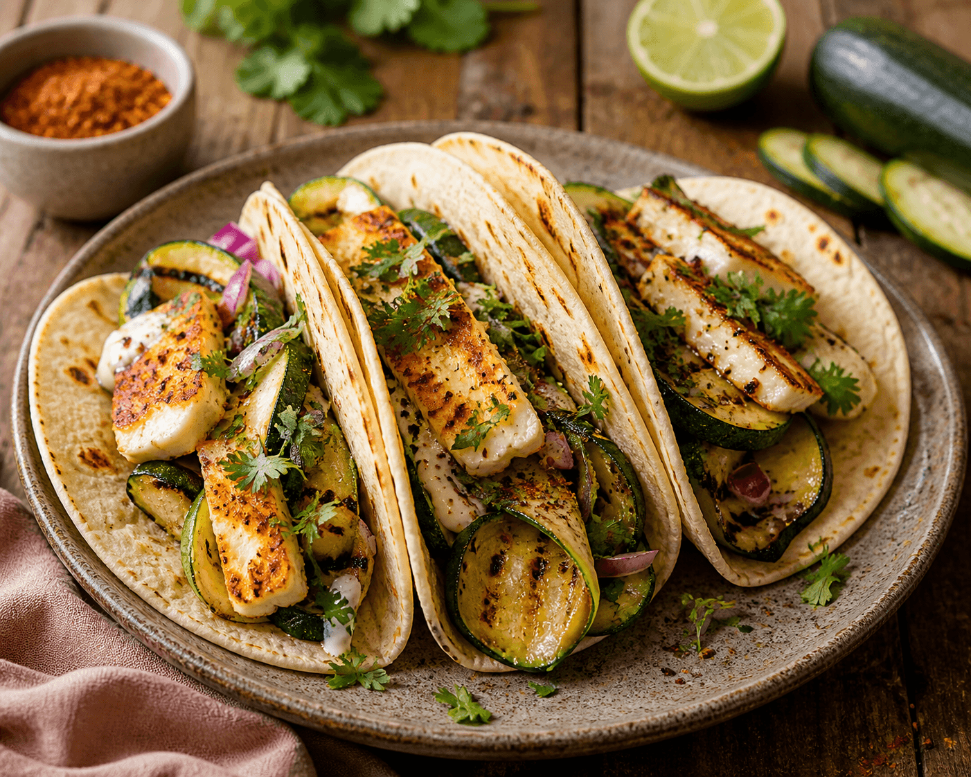 Tacos courgettes grillées - Les épices curieuses