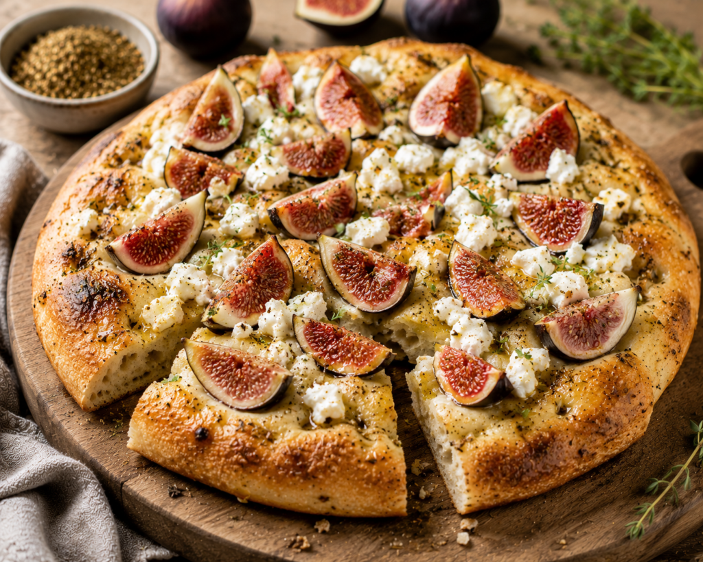 Focaccia aux figues et fromage de brebis - Les épices curieuses