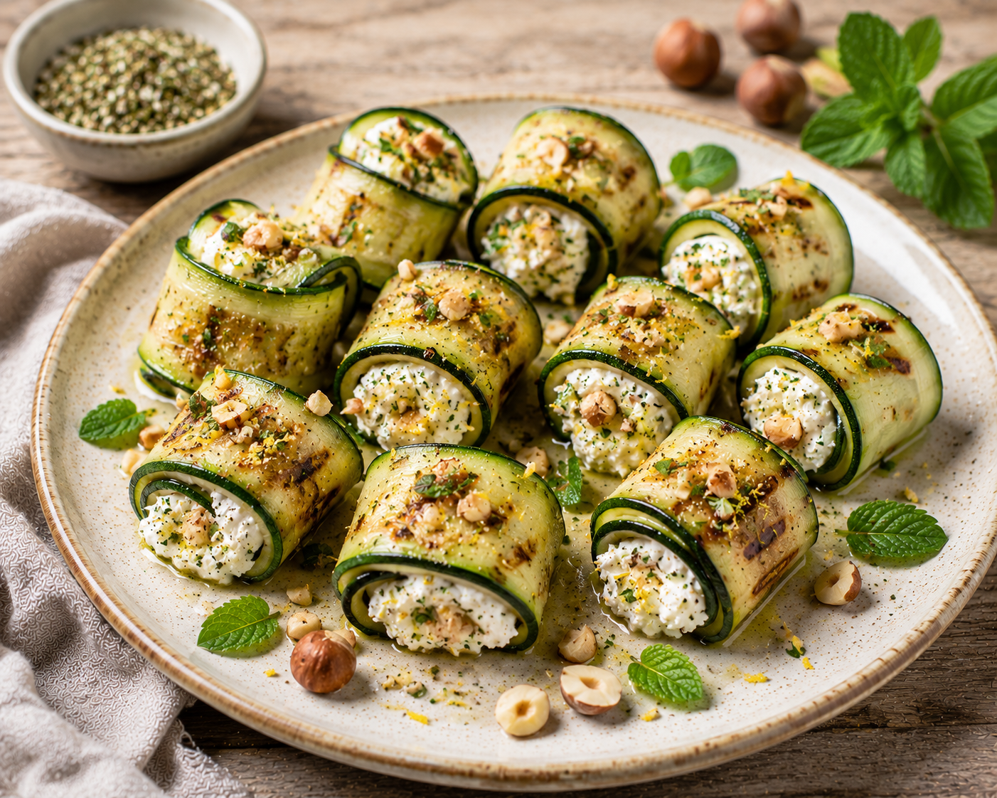 Roulés de courgette grillée - Les épices curieuses