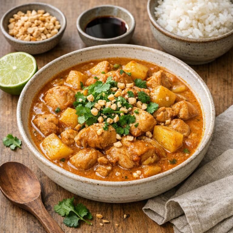 Curry Thaï Massamam de poulet et pommes de terre avec Curry Thaï Massamam