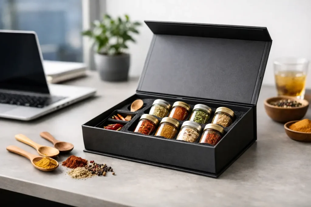 Exemple coffret épices cadeau entreprise
