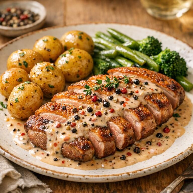 Magret poêlé, sauce crème au Trio Poivres et Baies avec Trio Poivres et Baies