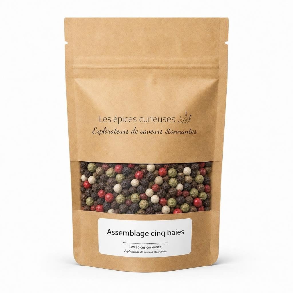 Assemblage cinq baies - Packaging - Les Épices Curieuses