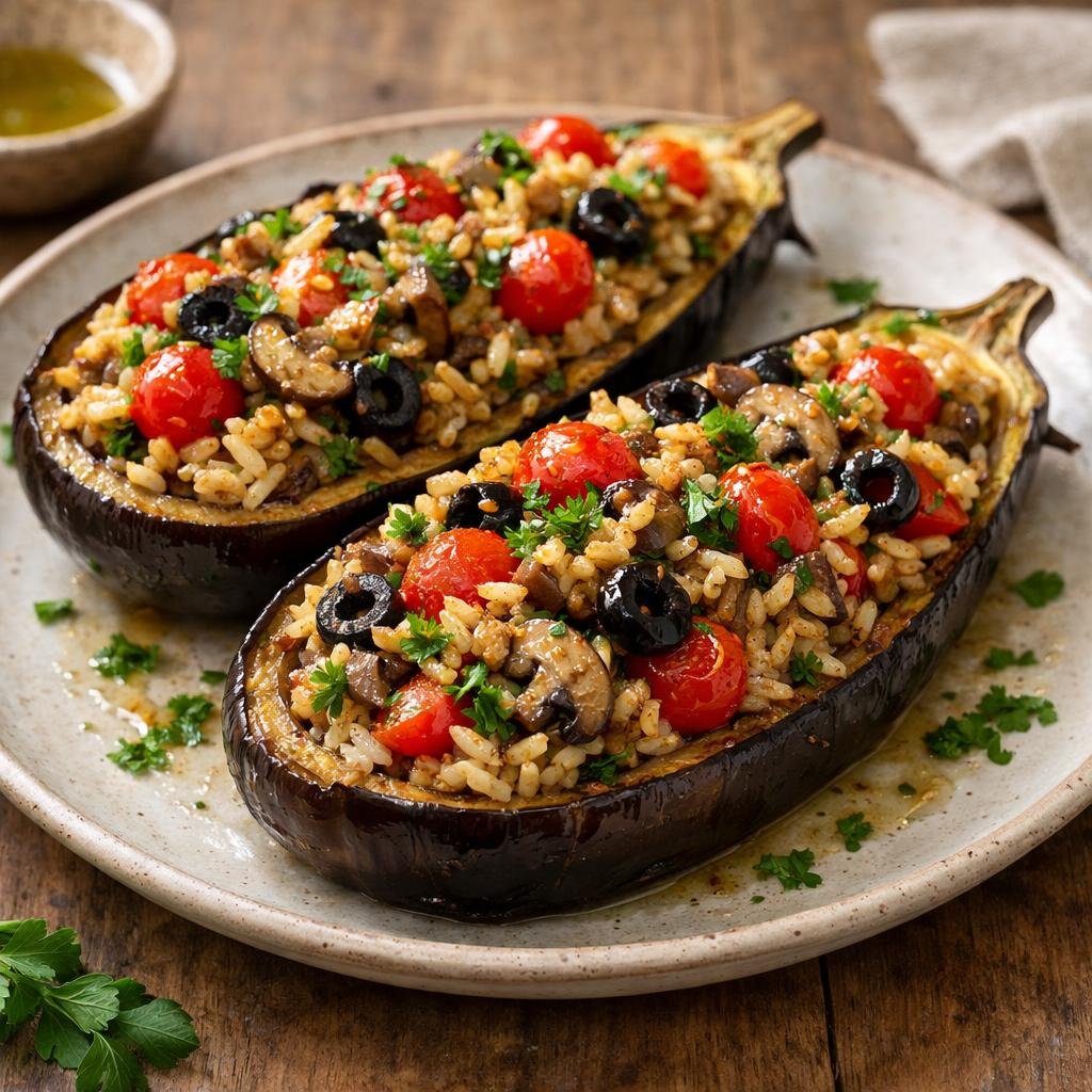 aubergines farcies au riz