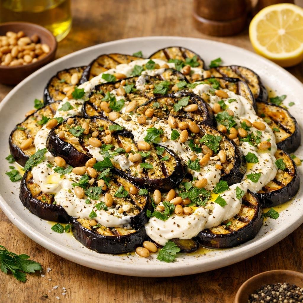 Aubergines grillées labneh