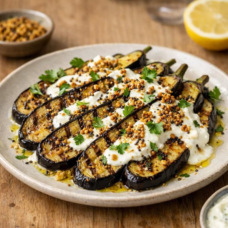 Aubergines grillées moutardées