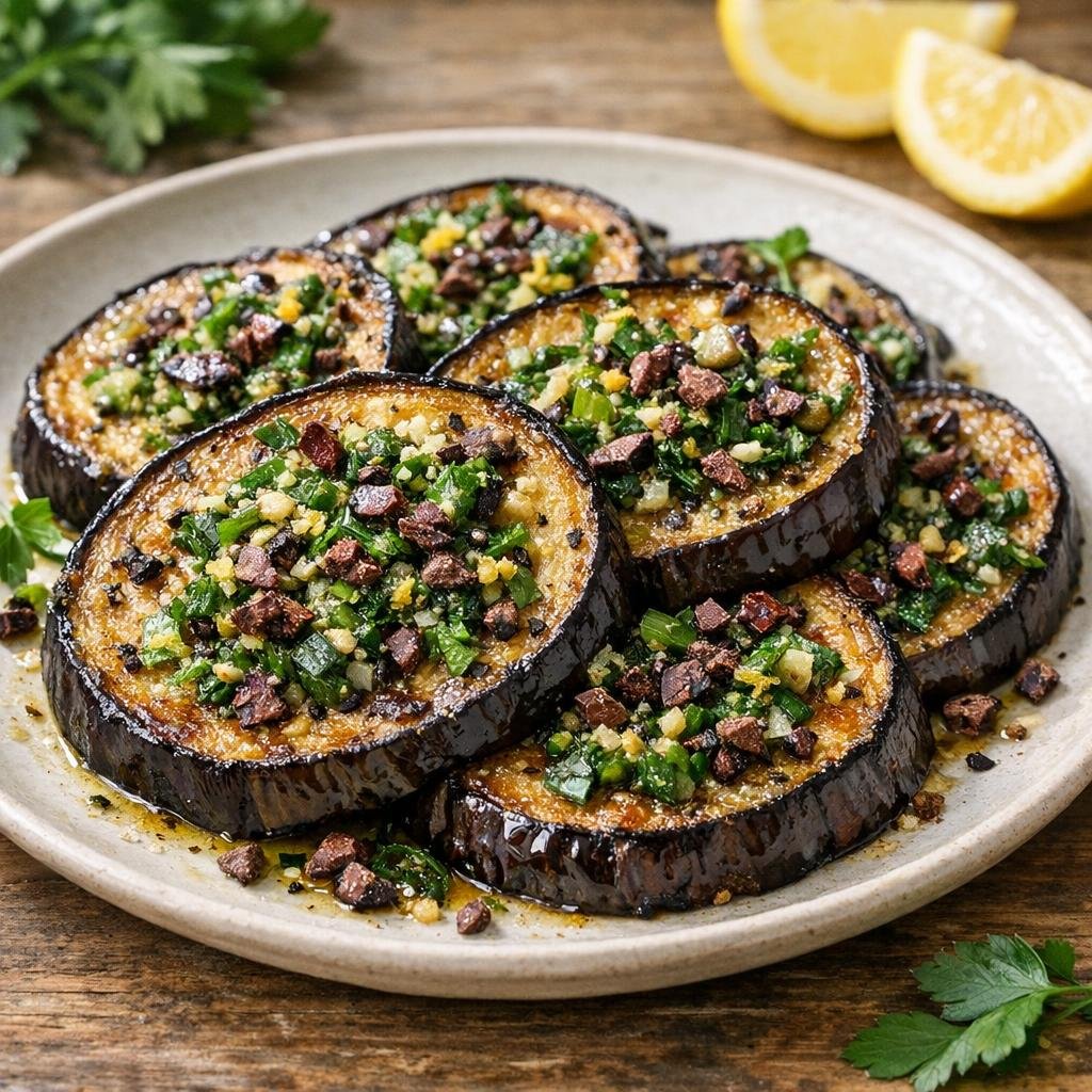 Aubergines rôties gremolata
