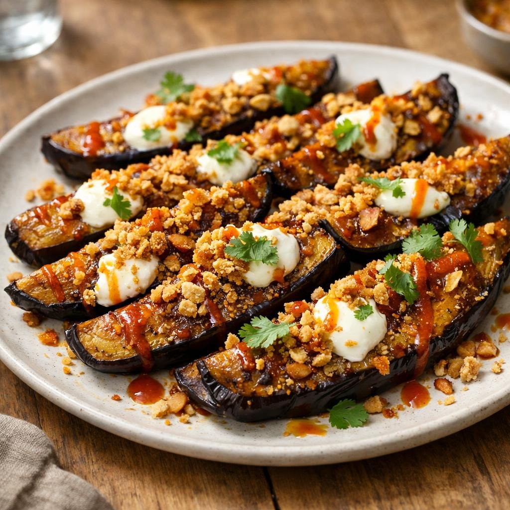 Aubergines rôties mangue