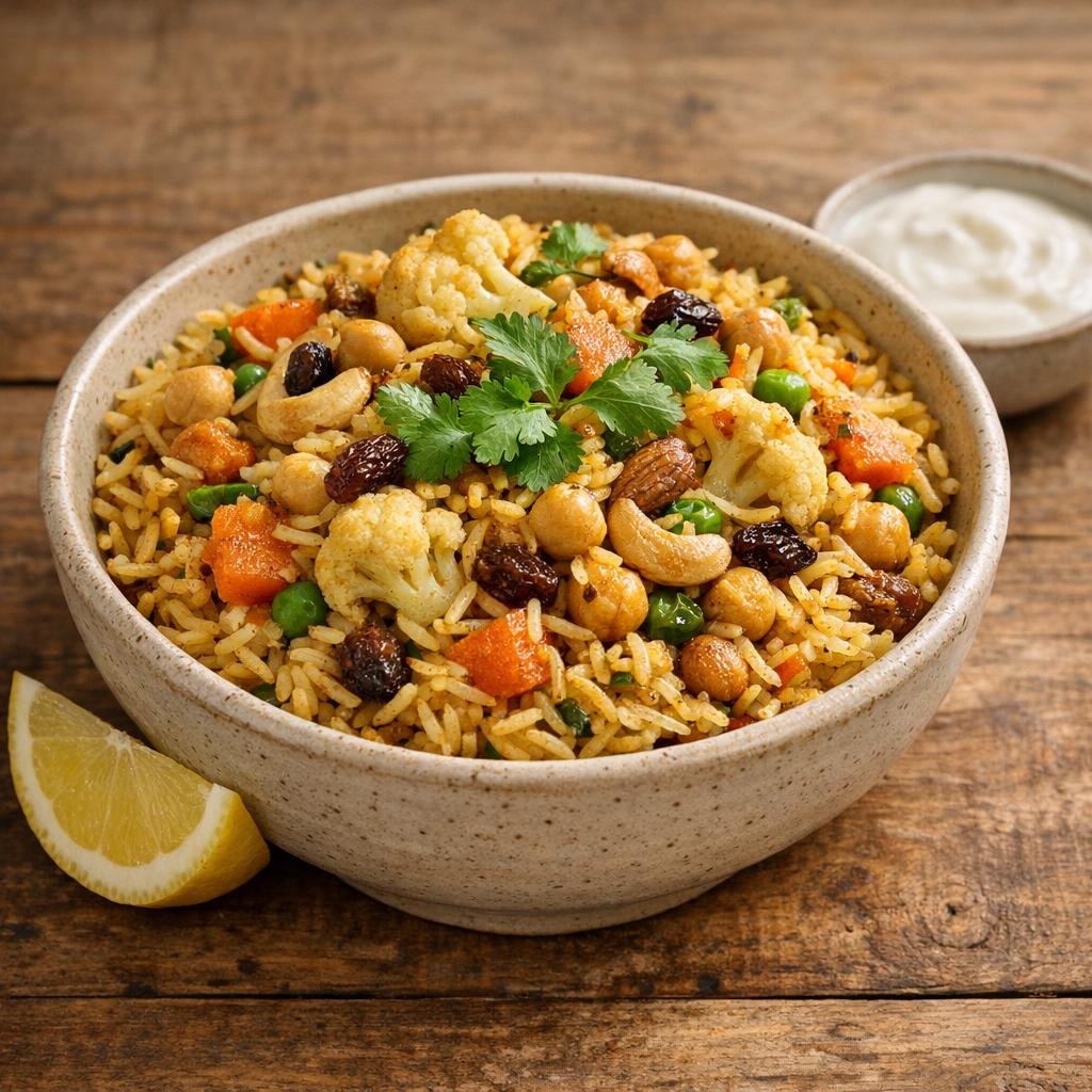 Biryani végétarien Royal aux légumes et pois chiches avec Royal Biryani