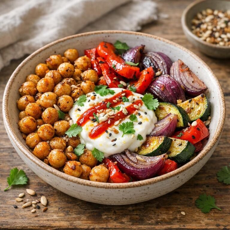 Bol végétarien relevé : pois chiches rôtis et Naga avec Sauce Naga Knockdown