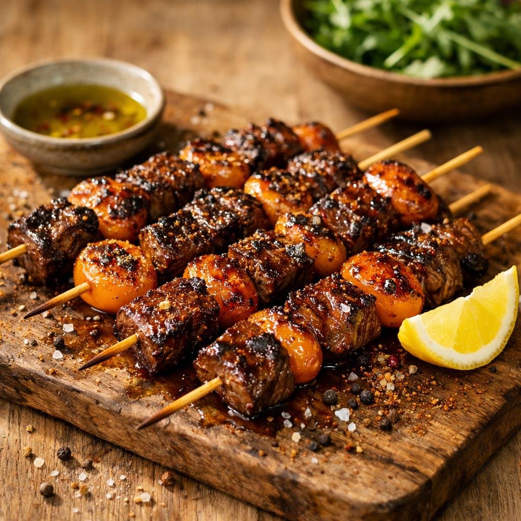 Brochettes boeuf abricot