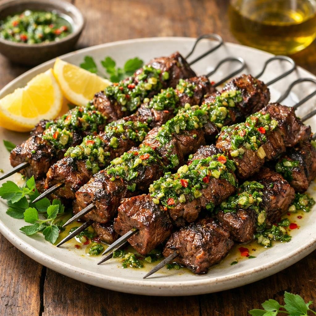 Brochettes bœuf chimichurri